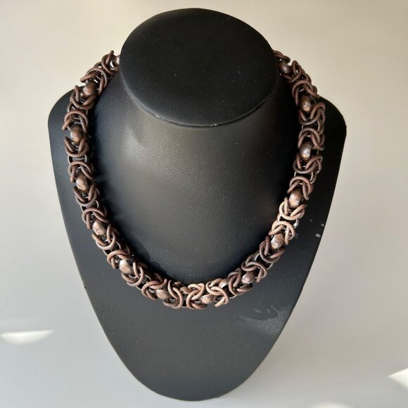 Handcrafted Copper Chainmail Necklace With Toggle Clasp - Picture 1 of 7